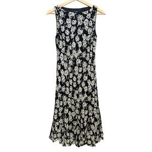 Vintage Floral Bias Cut Midi Slip Dress Black 6 Whimsygoth Y2K 90s Dark Romantic